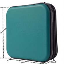 portafolios de CD y DVD 32 capacidades resistente soporte para caja de CD de DVD para coche disco de almacenamiento portátil de DVD/VCD carcasa dura carcasa resistente soporte para - Verde oscuro - Ver 3
