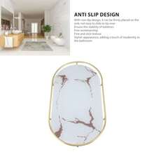Organizador de bandeja de baño bandeja decorativa para tocador de baño textura dorada resistente al deslizamiento luz de lujo para maquillaje para servilletas para baño - Base blanca - Ver 3
