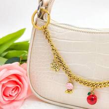 Vintage Gold Bag Charms Purse Extender Chain Floral Cute Wallet Keychain Accessories For Women's Handbags Bags Jeans - 金色花朵與蘋果 - 查看 7