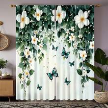 Bộ 2 rèm cửa phòng ngủ họa tiết dây leo xanh, cản sáng một phần, thiết kế treo bằng khoen, dễ lắp đặt và trượt êm. Rèm cửa phong cách đồng quê trang nhã cho phòng khách và nhà bếp, phù hợp để trang trí nhà cửa, trang trí phòng và phân chia không gian gia đình. Được làm từ chất liệu polyester, có thể giặt máy và giặt tay. - Nhiều màu - Xem 9