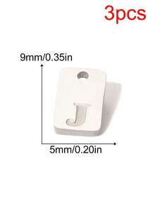 3 mặt dây chuyền chữ cái vuông bằng thép không gỉ khắc chữ tiếng Anh, dùng để tự làm vòng cổ, phụ kiện trang sức. - mặt dây chuyền - Xem 21