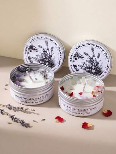 1pc Crystal Stone Aromatherapy Soy Wax Candle, Jar Floral Scented Candle Suitable For Bedroom Decor, Wedding Birthday Gift For Her