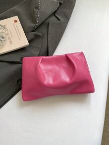 Túi cầm tay màu trơn thời trang Xuân/Hè mới, túi xếp ly hình đám mây, túi phong bì thường ngày, túi đựng mỹ phẩm, túi phụ kiện du lịch, túi lót, túi đựng đồ vệ sinh cá nhân, túi đựng đồ. - Màu Hồng Tươi - Xem 5