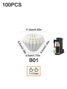 50/100片波浪咖啡濾紙，未漂白籃式咖啡濾紙，加厚天然咖啡濾紙籃，適用於單杯咖啡機和咖啡壺，適合1-2杯、2-4杯，家用、咖啡店、商業用途（白色、棕色） - 彩色 - 查看 19