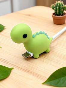 Cartoon Pink And Green Dinosaur Apple-Patterned Data Cable Connector Protective Case, Break-Resistant Silicone Charging Protective Case, Flat Pink Transparent Acrylic Data Cable Protective Case With Apple Pattern. Damage-Proof, Beautiful, And Durable. Made Of Resin, This Cable Protector Protects Your Cables From Breakage And Detachment. Suitable For Protecting Mobile Phones, Data Cables, Charging Heads, Connecting Cables, And Chargers. Transparent. - Multicolor - View 8