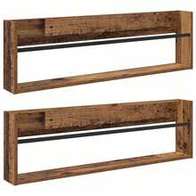 vidaXL Magazinregal 2 pcs Altholz 100 x 12 x 30 cm Holzwerkstoff - Braun - Übersicht 2