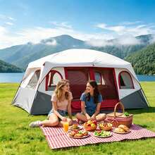 8/12 Person Camping Tent Quick-Setup, Spacious Two-Room Camping Tent, Waterproof And Windproof, With Breathable Mesh Windows, Perfect For Hiking, The Beach, And The Backyard. - Multicolor - View 5