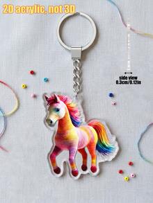 1pc Colorful Knitted Animal Acrylic Keychain, High-Definition Printing On Acrylic Material, Unisex Bag Charm, Car Rearview Mirror Pendant, Suitable For Key Organizer, Personal Decoration, Party Favor - Multicolor - View 15