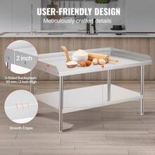 VEVOR Stainless Steel Work Table, 30 X 48 X 26 Inch Commercial Food Prep Worktable, 3-Sided Backsplash Heavy Duty Prep Worktable, Metal Work Table With Adjustable Height For Restaurant Home Hotel - 30 X 48 X 26 Inches, 3-sided Backsplash - View 4