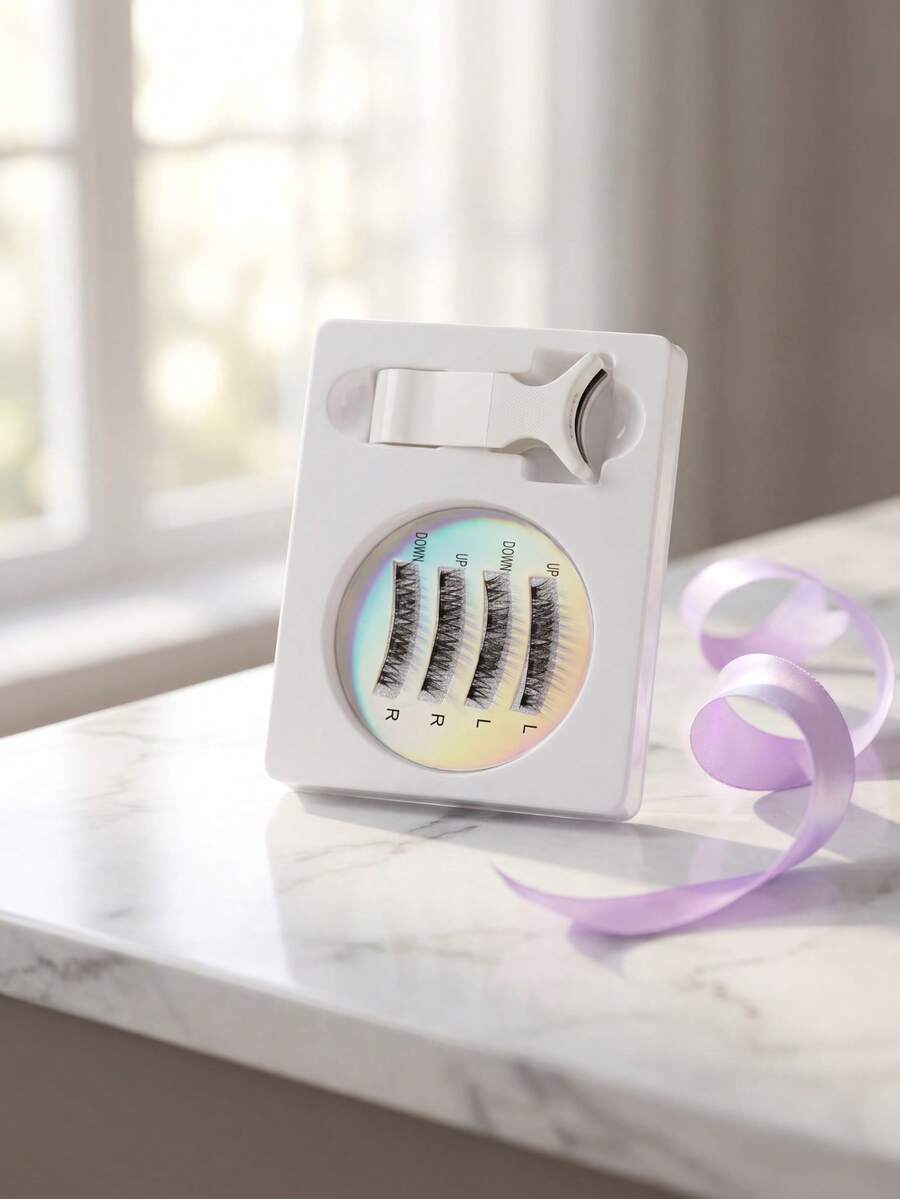 Glue-Free Magnetic False Eyelashes, Criss-Cross Natural 3D Curly, Easy To Apply - Multicolor - View 1