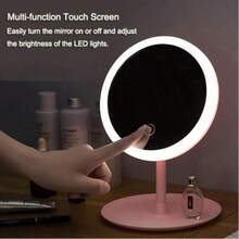 This Touch-Controlled LED Makeup Mirror Features Three-Color Adjustable Brightness, A Round, Rotatable, Rechargeable Design, An LED Ring Light, And A Storage Tray. Suitable For Bedrooms, Bathrooms, And Dressing Tables, It Makes An Ideal Gift. - 星星 - 查看 6
