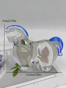 1件彩色唐马摆件，水晶玻璃工艺装饰品，适用于客厅和办公室，乔迁新居和新店开业礼品 - A - 查看 13