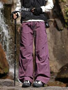 Men's Waterproof Hiking Pants - Windproof Quick Dry Lightweight, Elastic Waistband With Drawstring, Dual Zipper Pockets For Camping Travel Climbing - 夢幻紫 - 查看 2