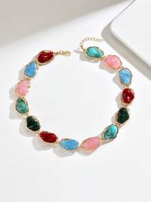 1 pieza Collar gargantilla asimétrico con forma geométrica exagerada y diseño recortado de múltiples formas - Multicolor - Ver 10