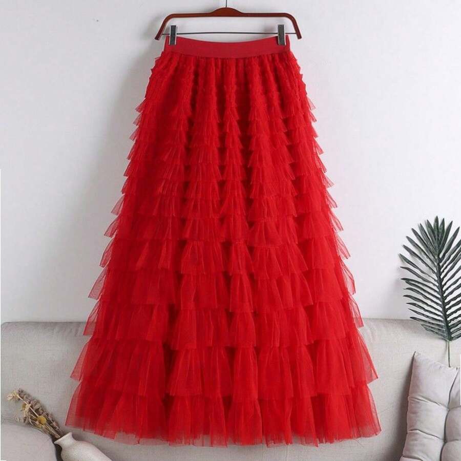Women Skirts - Red - View 1