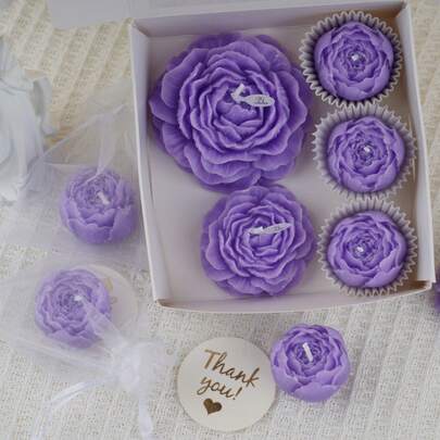 5pcs Gift Box Containing Roses, Peonies, Aromatherapy Soy Candles, Handmade Rose Shaped Aromatherapy Candles, Wedding Gifts, Thank-You Gifts, Bridal Shower And Party Gifts, Beautiful Home Decoration, Souvenirs, Birthday Gifts, Thank-You Gifts, Valentine's Day, Mother's Day, For Bedroom Sleep Aid, Bathroom Relaxation, Yoga Meditation, Can Be Used For Holiday Decoration And Decoration