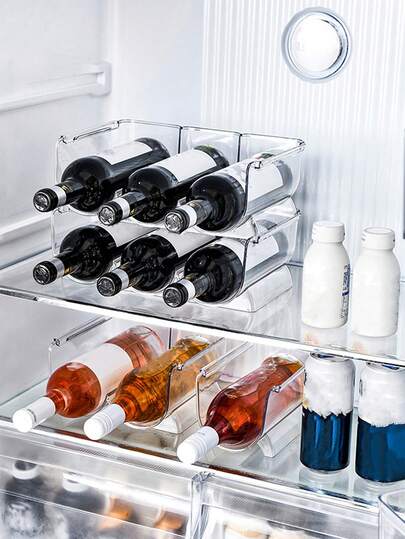1 chiếc/Kệ đựng rượu xếp chồng trang trí, giá đỡ chai nước uống bằng nhựa PET sáng tạo dùng trong nhà, phù hợp cho phòng khách, tủ lạnh, tủ đựng đồ.