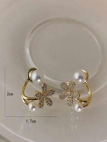 1 Pair Luxury Faux Pearl Flower Earrings, Suitable For Valentine's Day - Multicolor - View 4