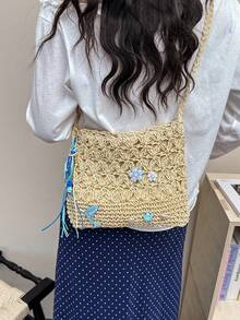 时尚多功能简约休闲女士沙滩包,饰以海洋元素和海星流苏吊坠,适合野餐、日常出行、海滩度假、约会等场合。 - 彩色 - 查看 11