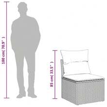 vidaXL 6-tlg. Garten-Sofagarnitur mit Kissen Braun Poly Rattan - A - Übersicht 11