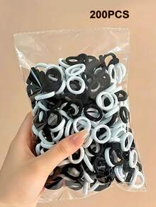 20 piezas/100 piezas/200 piezas Lazos elásticos de nailon de colores, suaves y no dañinos, scrunchies, bandas para el cabello, accesorios para el cabello para niñas, adecuados para coleta, uso diario - Multicolor - Ver 8