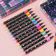48/24/36/12/60pcs New Solid Color Glitter Pens, Soft Brush Tip, Non-Fading Pearl Glitter Pens, Colorful Fluorescent Pens, Suitable For Painting, Christmas Doodles, Christmas/New Year Gifts, Back To School Supplies, Office Stationery - Sets - View 6