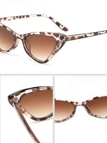 1 Pair Plastic Multi-Color Cat Eye Narrow Frame Full-Rim Tinted Lens Bohemian Classic Glasses, Fashion Versatile, Suitable For Street Style, Music Festivals, Vacations, Fits All Face Shapes, Also A Must-Have Back-To-School Preppy Item - 1pc White Bean Flower Double Tea - View 6