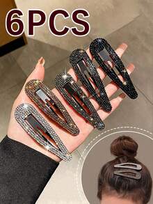6Pcs Ladies Drop-Shaped Hollow Rhinestone Hairpin Fashion Temperament High-Grade Hair Accessories - Multicolor - View 6