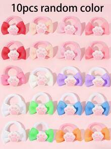 4/10pcs Pet Cat Paw & Bow Hair Ties, Small Dog Hair Accessories, Cat Hair Clips - Multicolor - View 10