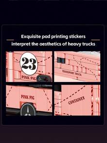 1296PCS Heavy Duty Trailer Head Building Block Set, Pink Pig Color Scheme Building Block Truck Model, Living Room Decor, Best Holiday Gift - Pink - View 8