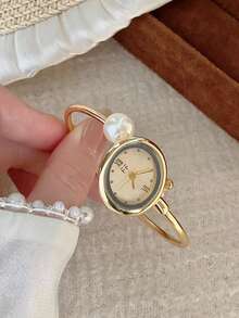 1 buah Jam Tangan Quartz Persegi Warna Emas untuk Wanita, Minimalis & Modis, Cocok untuk Pemakaian Sehari-hari, Pilihan Hadiah Terbaik untuk Liburan - Emas - View 5