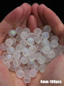 30/50/100Pcs Matte Frosted Glass Beads 4/6/8mm Transparent Round Spacer Beads Smooth Durable DIY Handmade Jewelry Making Supplies For Bracelet Necklace Craft Decor - Beads - View 10