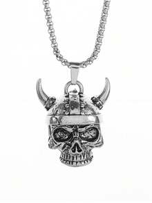 1 chiếc vòng cổ hình bộ xương Viking cổ điển, mặt dây chuyền bùa hộ mệnh cho người lái xe máy, phụ kiện đa năng unisex dùng hàng ngày. - Thời trang - Xem 5