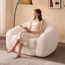 Sofá Cama Curvo Convertible SICOTAS de 49.9" para Sala de Estar, Futón Cloud sin Estructura, Sillón Cama Extraíble con Asiento Profundo, Sofá Individual de Espuma, Sin Necesidad de Montaje, para Dormitorio o Apartamento, Blanco - Marrón - Ver 9
