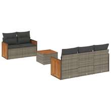 vidaXL 6-Tlg. Garten-Sofagarnitur Mit Kissen Grau Poly Rattan - A - View 2