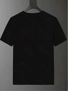 T-shirt homme 100% coton, imprimé ville lettres, manches courtes 180g, respirant, col rond, t-shirt graphique d'été pour hommes, style décontracté en coton, t-shirt minimaliste polyvalent, adapté pour le travail et les loisirs - Noir - Voir 2