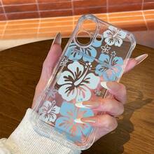 Transparent Phone Case With Full-Screen Blue Lily Flower Design, Shock-Proof Protective Soft Shell, Suitable For IPhone 16/15/14/13/12/11/7/8/SE/Plus/Pro Max/X/XS/XSMax/XR, A51, A52, A53, A54, A55, A56, S20, S21, S23, S24, S25, A31, A32, A33, And Other Models, Suitable As Decorative Item/Birthday Gift For Girlfriend, Boyfriend, Friends Or Family - Clear - View 3