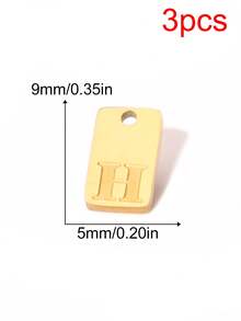 3 mặt dây chuyền chữ cái vuông bằng thép không gỉ khắc chữ tiếng Anh, dùng để tự làm vòng cổ, phụ kiện trang sức. - mặt dây chuyền - Xem 37