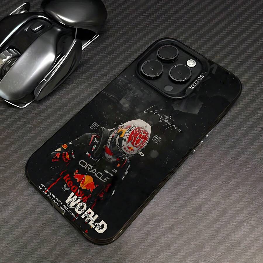 Tema oscuro de Max Verstappen, campeón de carreras.funda de teléfono Fundas compatibles con ,Apple,VIVO,OPPO,,, y Honor.Fabricadas en silicona TPU,ofrecen protección contra golpes y caídas. - Negro - Ver 1