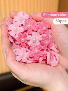 10/30/50pcs Sweet Girls Floral Hair Ties With Flower Decoration Y2k Hair Accessories, Suitable As Gifts For Cute Girls, Back To School, Daily Casual, Birthday Parties, Vacations, Home And All Occasions, Soft And Durable Hair Ties, Lightweight And Comfortable, Girls' Floral Hair Ties, Things Girls Like - Multicolor - View 7