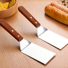 Bộ 2 muỗng xào bằng thép không gỉ, cán gỗ chịu nhiệt, chất liệu bền chắc, đa năng dùng để chiên, làm pizza, nướng bánh và nấu nướng, dụng cụ nhà bếp chuyên dụng! - Rỉ Nâu - Xem 1