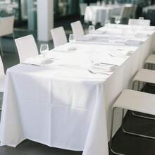 1pc Elegant White Large Rectangular Tablecloth, Suitable For Family Gatherings, Festive Meals, Rococo Style, Parties, Weddings, Restaurants, Indoor And Outdoor Dining - 1PC - View 1