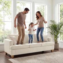 Apicizon Conjuntos de Sofá de Dos Plazas y Tres Plazas, Sofá de 89" para Muebles de Sala de Estar, Sofá Cama Moderno de 2 Piezas con Asiento Profundo, Sofá Nube para Salón de Apartamento, Terciopelo Negro - Pana blanca - Ver 5