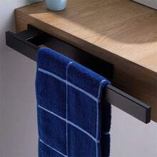 1 pieza Barra para toallas de acero inoxidable montada en la pared - Estantería contemporánea para almacenamiento de toallas de baño, altura ajustable, accesorio de baño moderno | Diseño minimalista | Barra de altura ajustable, toallero de baño - Multicolor - Ver 1