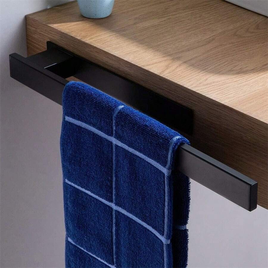1 pieza Barra para toallas de acero inoxidable montada en la pared - Estantería contemporánea para almacenamiento de toallas de baño, altura ajustable, accesorio de baño moderno | Diseño minimalista | Barra de altura ajustable, toallero de baño - Multicolor - Ver 1