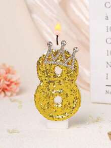 Gold Crown Number Candles, Sparkling Birthday Cake Candles, Princess & Queen Birthday Candles, Party Candle Decorations Suitable For Holidays, Gatherings, Birthday Parties, Birthday Cake Decorations - View 12
