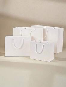 Conjunto de 5 sacolas de presente brancas em vários tamanhos, ideais para presentes em feriados, embalagens de roupas, compras e como sacola de compras. Perfeitas para lojas de roupas, casamentos, festas de aniversário, feriados, negócios, artesanato e varejo. - multicolorido - Ver 3