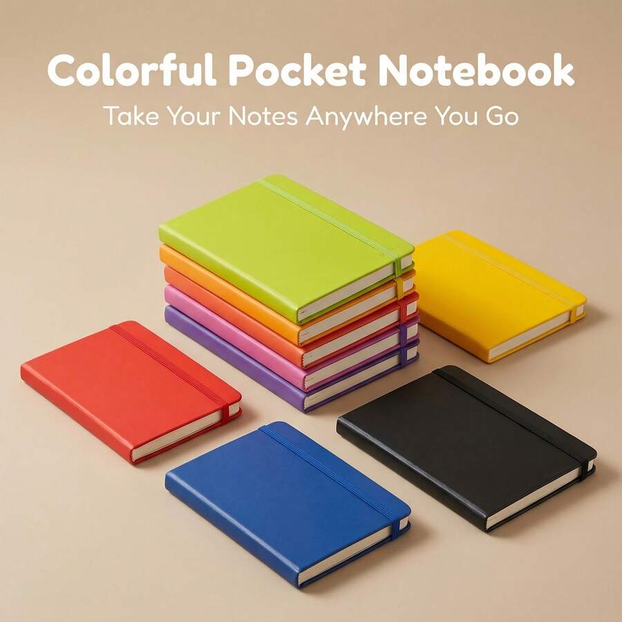 1本/20本 硬殼筆記本，附彈性束帶，橫線頁，多色可選，工作與學習的便攜伴侶，時尚吸睛設計，學校用品