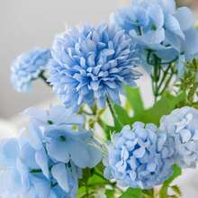 1/3/60pcs Artificial Hydrangea Chrysanthemum Bouquet, Artificial Flower Bouquet, Suitable For Home, Restaurant, Living Room, Outdoor Garden Decoration, Can Be Used For Wedding, Home Garden And Party Decoration, Artificial Flowers, Wedding Bouquet, Bridal Bouquet, Wedding Decoration, Mother's Day Bouquet, Spring Decoration - Blue - View 6