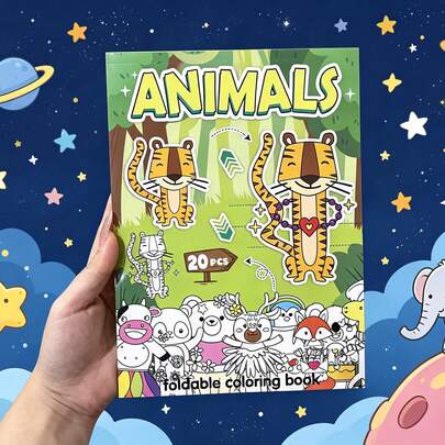 20 Sheets Animal Coloring Book, Foldable Animal Origami DIY Cartoon Educational Coloring Book, Stimulate Imagination And Creativity, Fun Doodle Painting Activity Book, Suitable For Teenagers And Adults, Great Gift For Stationery, School Supplies, Girls, Weddings, Mother's Day